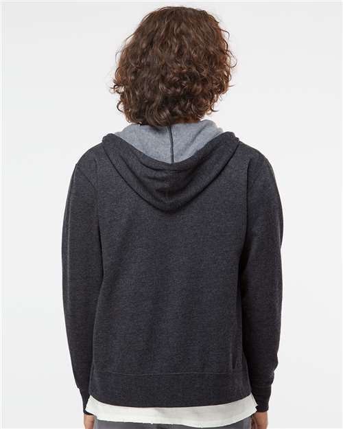 Independent Trading Co. AFX90UNZ Unisex Lightweight Full-Zip Hooded Sweatshirt - Back view
