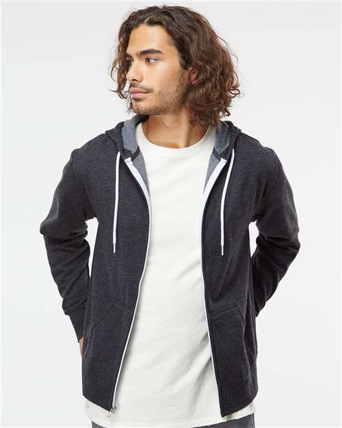 Independent Trading Co. AFX90UNZ Unisex Lightweight Full-Zip Hooded Sweatshirt - Front view
