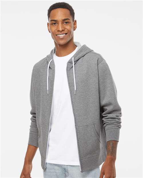 Independent Trading Co. AFX90UNZ Unisex Lightweight Full-Zip Hooded Sweatshirt - Front view