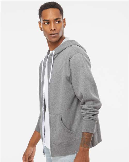 Independent Trading Co. AFX90UNZ Unisex Lightweight Full-Zip Hooded Sweatshirt - Side view