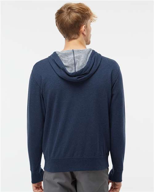 Independent Trading Co. PRM90HTZ Unisex Heathered French Terry Full-Zip Hooded Sweatshirt - Back view