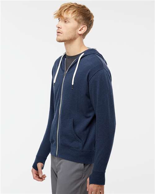 Independent Trading Co. PRM90HTZ Unisex Heathered French Terry Full-Zip Hooded Sweatshirt - Side view