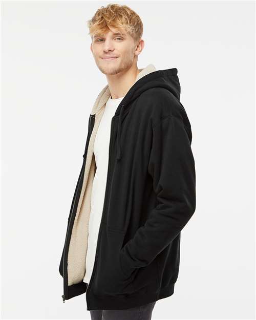 Independent Trading Co. EXP40SHZ Men's Sherpa-Lined Full-Zip Hooded Sweatshirt - Side view