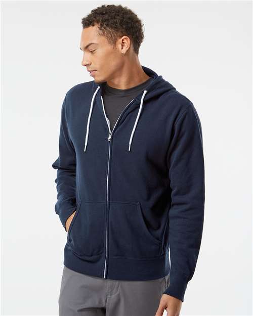 Independent Trading Co. AFX90UNZ Unisex Lightweight Full-Zip Hooded Sweatshirt - Front view