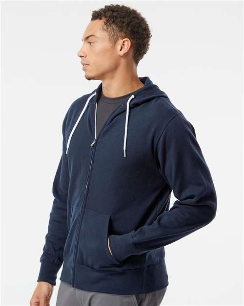 Independent Trading Co. AFX90UNZ Unisex Lightweight Full-Zip Hooded Sweatshirt - Side view