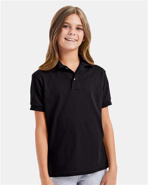 Hanes 054Y Youth EcoSmart? Jersey Polo - Front view