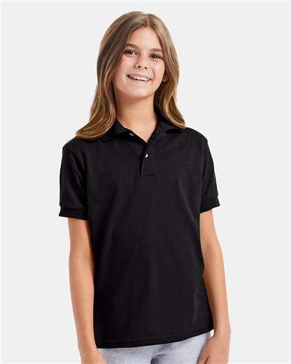 Hanes 054Y Youth EcoSmart? Jersey Polo - Front view