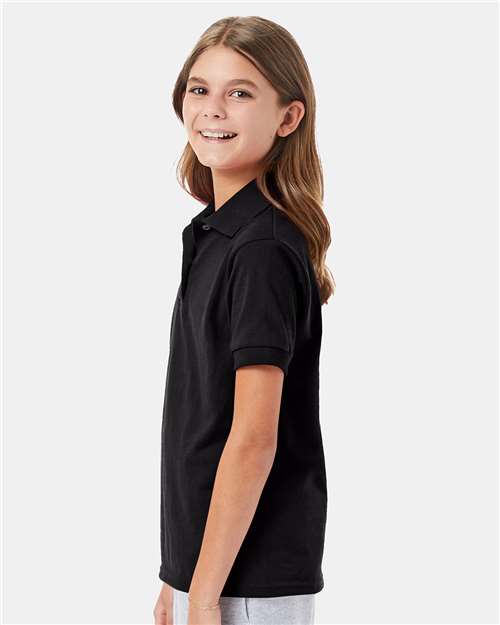 Hanes 054Y Youth EcoSmart? Jersey Polo - Side view