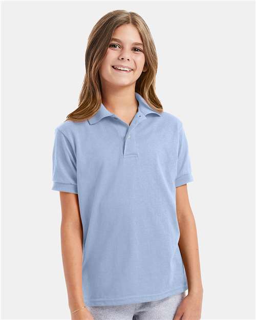 Hanes 054Y Youth EcoSmart? Jersey Polo - Front view