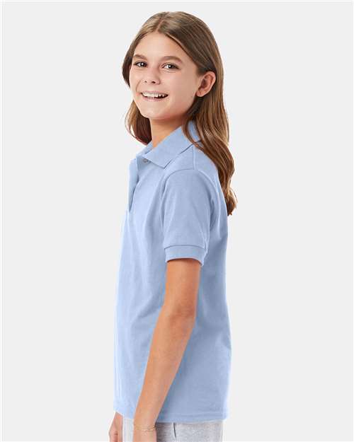Hanes 054Y Youth EcoSmart? Jersey Polo - Side view