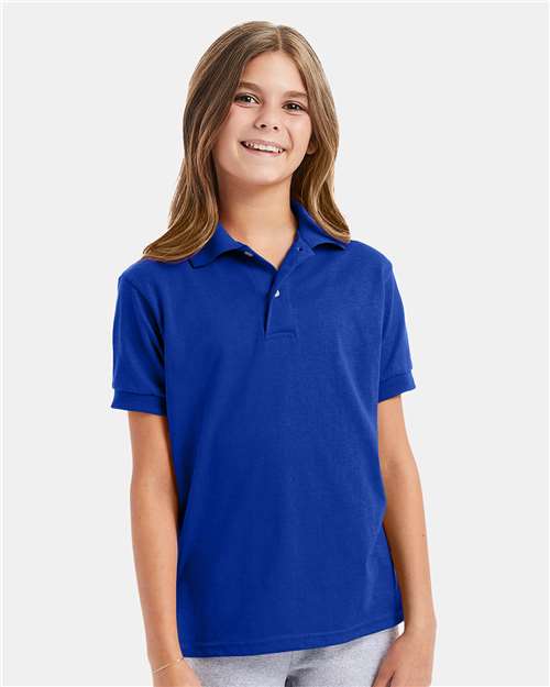 Hanes 054Y Youth EcoSmart? Jersey Polo - Front view