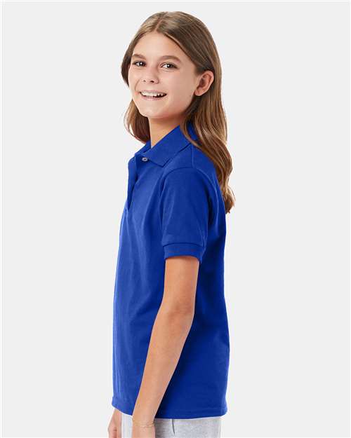 Hanes 054Y Youth EcoSmart? Jersey Polo - Side view