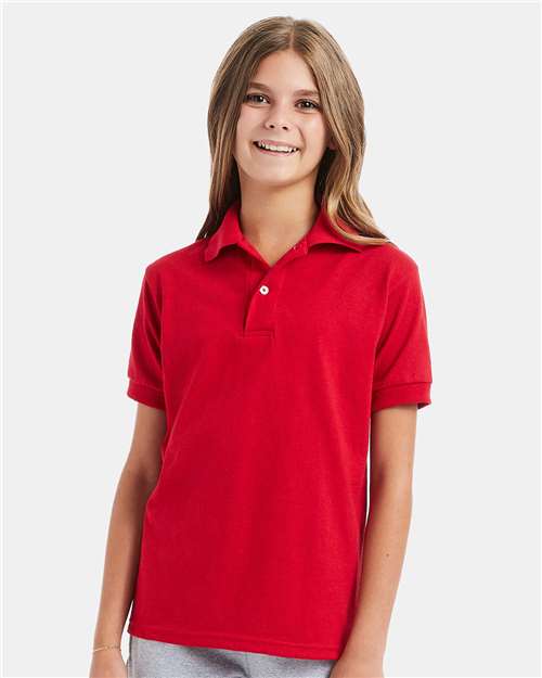 Hanes 054Y Youth EcoSmart? Jersey Polo - Front view
