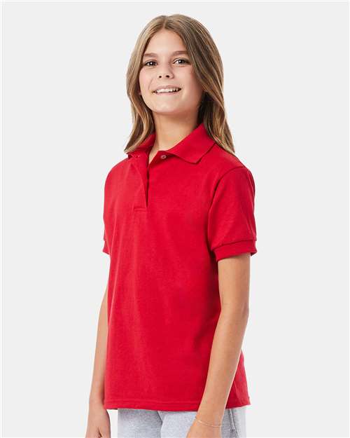 Hanes 054Y Youth EcoSmart? Jersey Polo - Side view