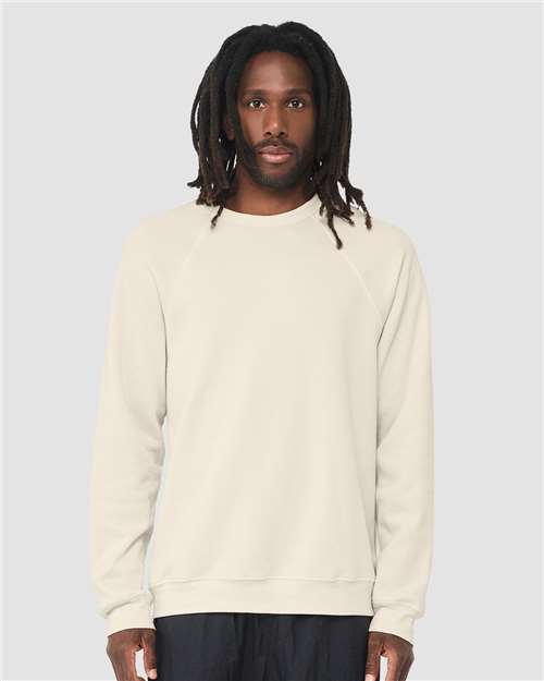 BELLA  CANVAS 3901 Unisex Sponge Fleece Raglan Crewneck Sweatshirt - Front view