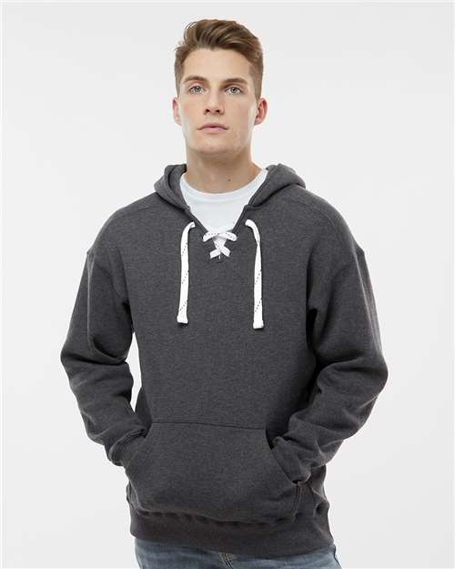J. America 8830 Men's Sport Lace Hooded Sweatshirt - Front view