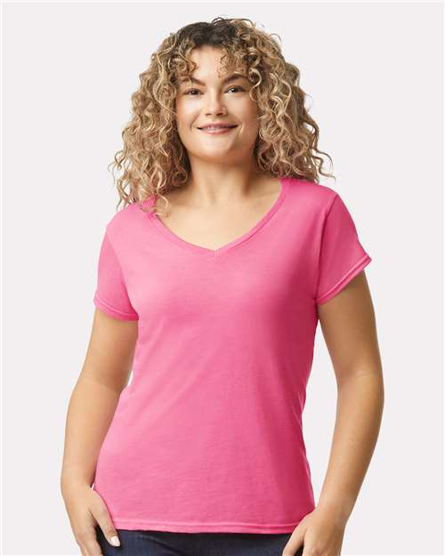 Gildan 64V00L Women's Softstyle? V-Neck T-Shirt - Front view