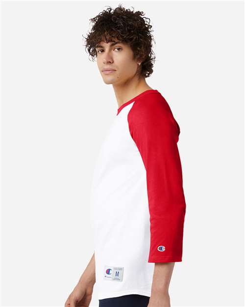 Champion T137 Unisex Raglan Baseball T-Shirt - Side view