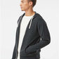 Independent Trading Co. PRM90HTZ Unisex Heathered French Terry Full-Zip Hooded Sweatshirt - Side view