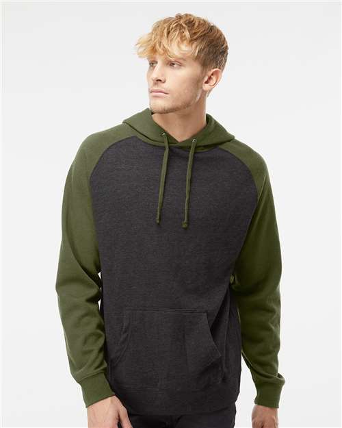 Independent Trading Co. IND40RP Unisex Raglan Hooded Sweatshirt - Front view