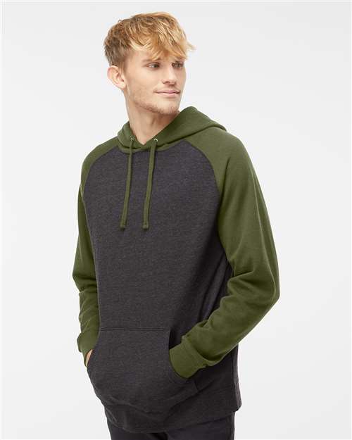 Independent Trading Co. IND40RP Unisex Raglan Hooded Sweatshirt - Side view