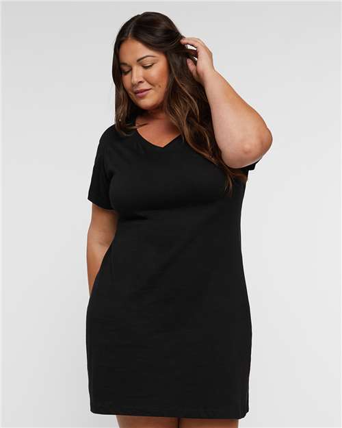 LAT 3522 Women's Fine Jersey V-Neck Coverup - Front view