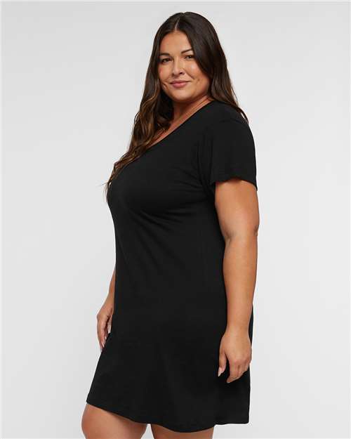 LAT 3522 Women's Fine Jersey V-Neck Coverup - Side view