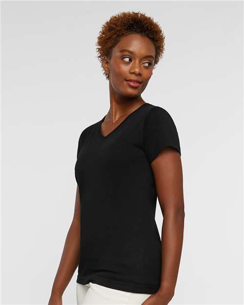 LAT 3507 Women's Fine Jersey V-Neck Tee - Side view