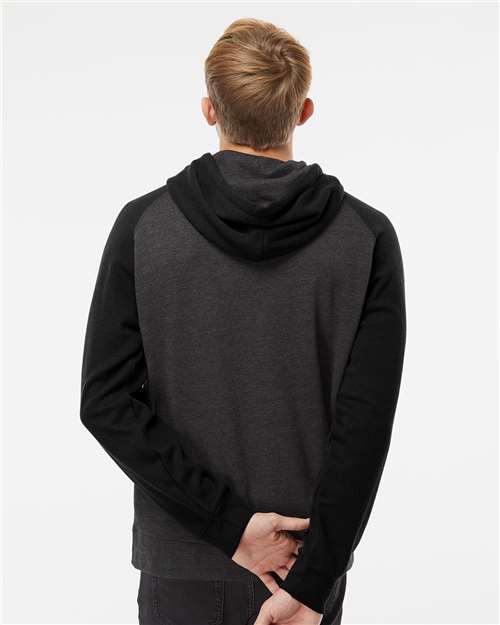 Independent Trading Co. IND40RP Unisex Raglan Hooded Sweatshirt - Back view