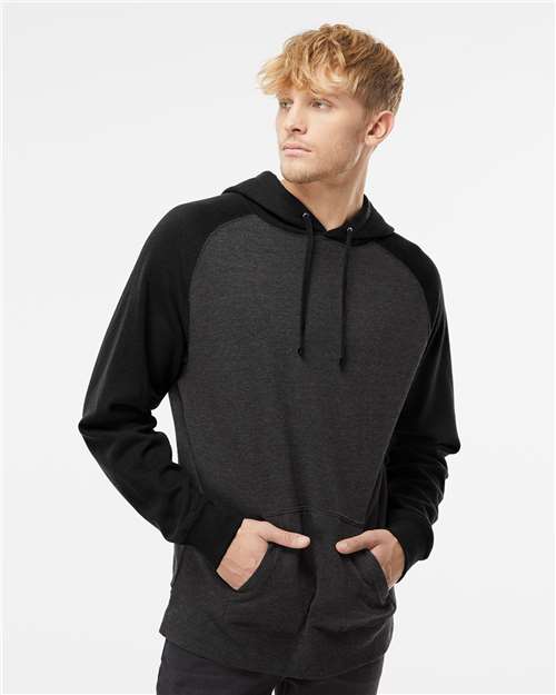 Independent Trading Co. IND40RP Unisex Raglan Hooded Sweatshirt - Front view