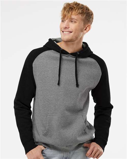 Independent Trading Co. IND40RP Unisex Raglan Hooded Sweatshirt - Front view