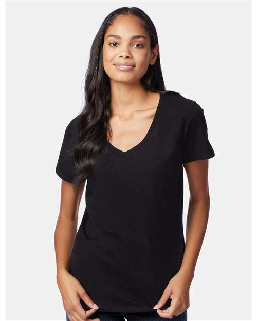 Hanes S04V Women's Perfect-T V-Neck T-Shirt - Front view