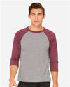 BELLA  CANVAS 3200 Unisex Three-Quarter Sleeve Baseball Tee - Front view