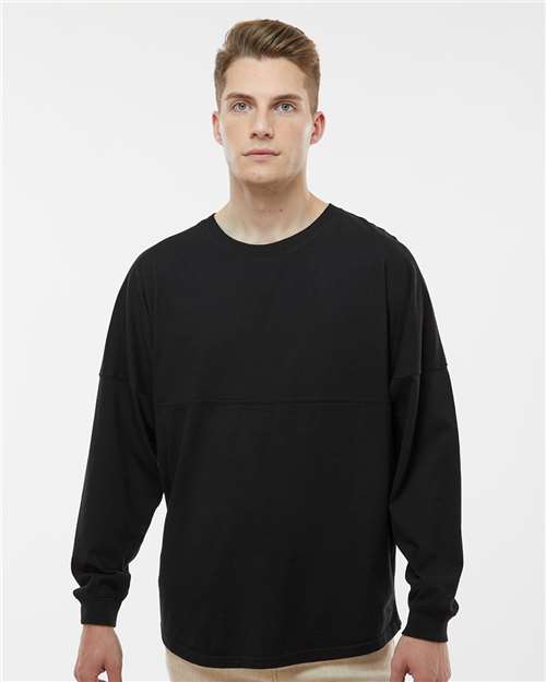 J. America 8229 Unisex Game Day Jersey Long Sleeve T-Shirt - Front view