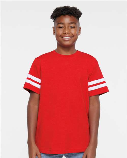 LAT 6137 Youth Football Fine Jersey Tee - Front view