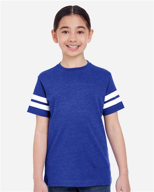 LAT 6137 Youth Football Fine Jersey Tee - Front view