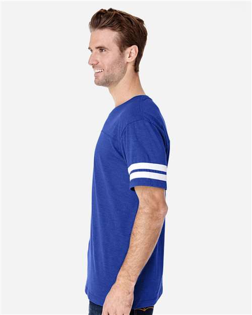 LAT 6937 Unisex Football Fine Jersey Tee - Side view