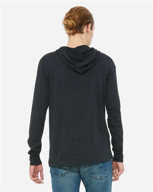 BELLA  CANVAS 3512 Unisex Jersey Hooded Long Sleeve Tee - Back view