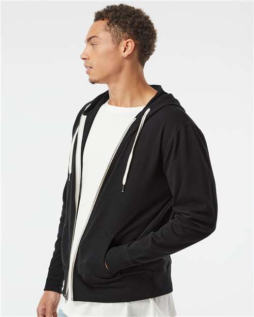 Independent Trading Co. PRM90HTZ Unisex Heathered French Terry Full-Zip Hooded Sweatshirt - Side view