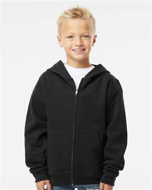 Independent Trading Co. SS4001YZ Youth Midweight Full-Zip Hooded Sweatshirt - Front view