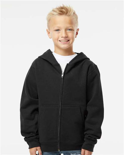Independent Trading Co. SS4001YZ Youth Midweight Full-Zip Hooded Sweatshirt - Front view