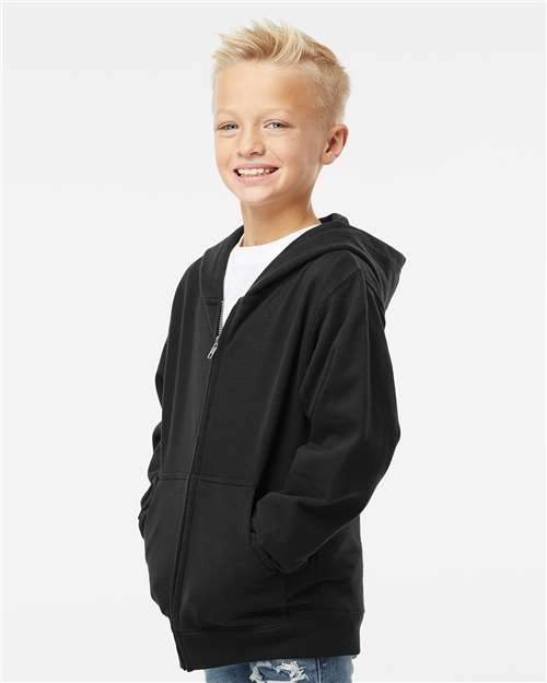 Independent Trading Co. SS4001YZ Youth Midweight Full-Zip Hooded Sweatshirt - Side view