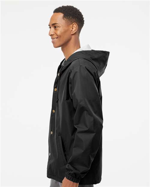 Independent Trading Co. EXP95NB Men's Water-Resistant Hooded Windbreaker - Side view