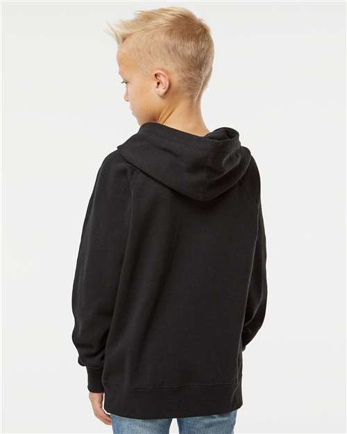Independent Trading Co. PRM15YSB Youth Lightweight Special Blend Raglan Hooded Sweatshirt - Back view