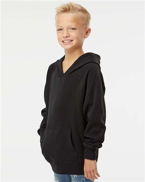 Independent Trading Co. PRM15YSB Youth Lightweight Special Blend Raglan Hooded Sweatshirt - Side view