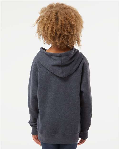 Independent Trading Co. PRM15YSB Youth Lightweight Special Blend Raglan Hooded Sweatshirt - Back view