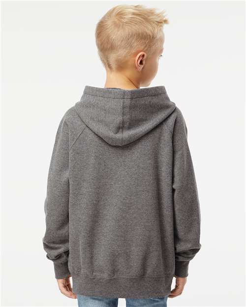 Independent Trading Co. PRM15YSB Youth Lightweight Special Blend Raglan Hooded Sweatshirt - Back view