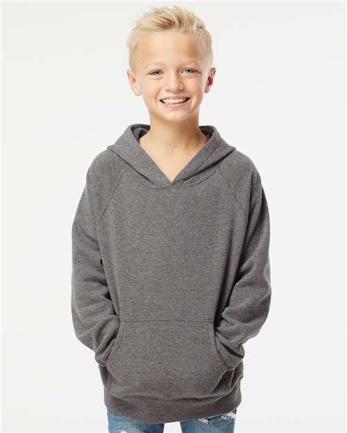 Independent Trading Co. PRM15YSB Youth Lightweight Special Blend Raglan Hooded Sweatshirt - Front view