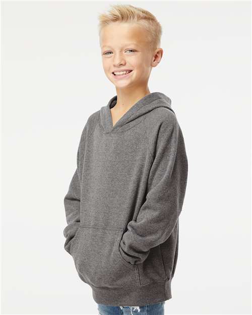 Independent Trading Co. PRM15YSB Youth Lightweight Special Blend Raglan Hooded Sweatshirt - Side view