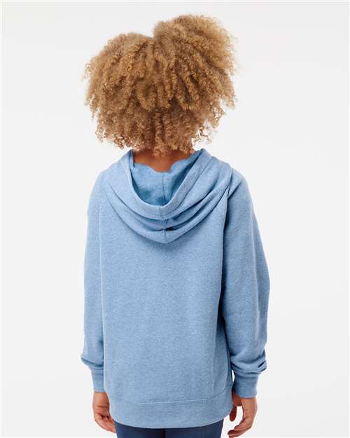 Independent Trading Co. PRM15YSB Youth Lightweight Special Blend Raglan Hooded Sweatshirt - Back view
